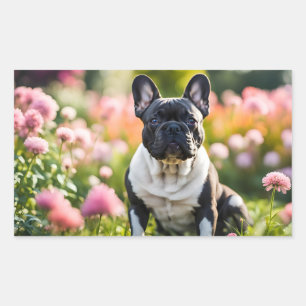 French Bulldog In Garden Rectangular Sticker
