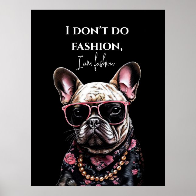 French bulldog in Hawaiian shirt and sunglasses Poster (Front)