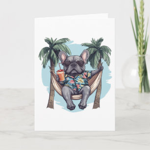 French Bulldog In Hawaiian Top Card
