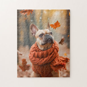 French Bulldog in In Autumn Forest Jigsaw Puzzle