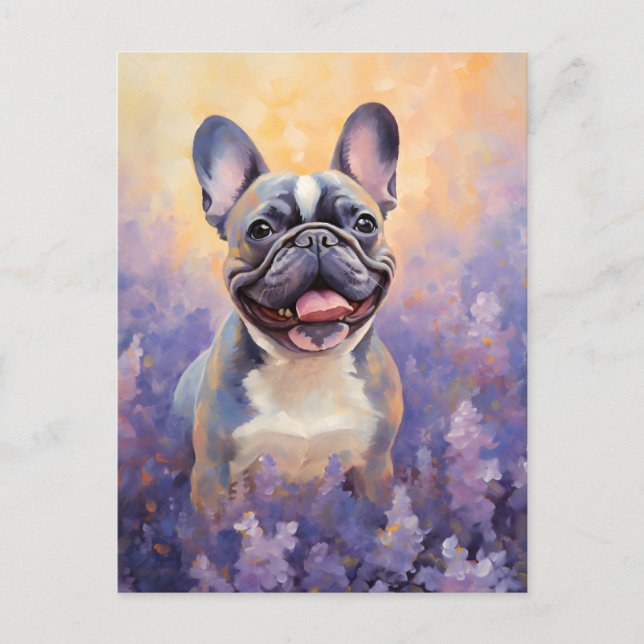 French Bulldog in Lavender field Postcard (Front)
