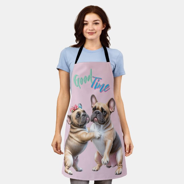 French Bulldog in love Valentine's Day  Apron (Worn)