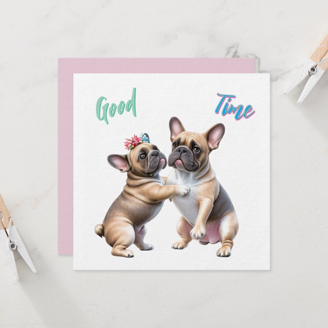 French Bulldog in love Valentine's Day  Invitation (Front/Back In Situ)