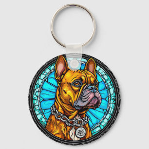 French Bulldog in Ornate Design Key Ring