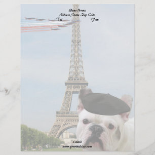French Bulldog in Paris Personalized Letterhead