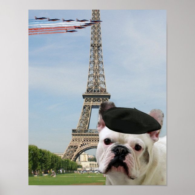 French bulldog in Paris Poster (Front)