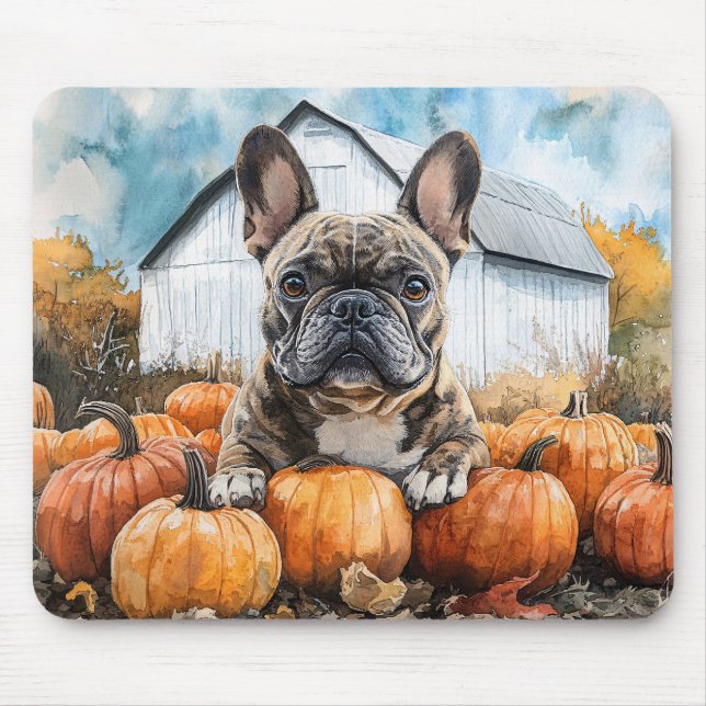 French Bulldog in Pumpkin Patch Mouse Mat (Front)
