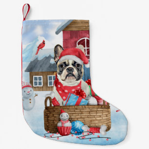 French Bulldog In snow Christmas Dog House Small Christmas Stocking