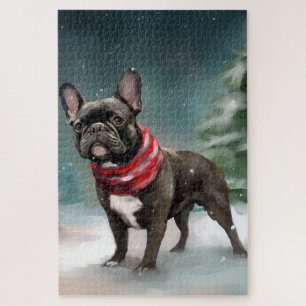 French Bulldog in Snow Christmas Jigsaw Puzzle