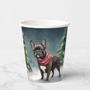 French Bulldog in Snow Christmas Paper Cups