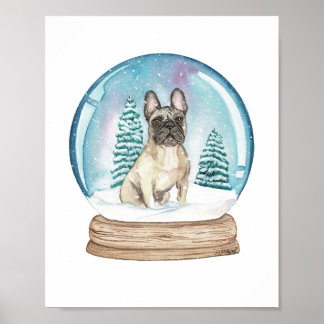 French Bulldog in Snow Globe Art Print