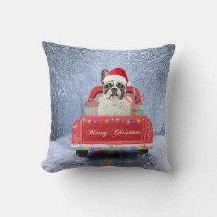 French Bulldog in Snow sitting in Christmas T Cushion