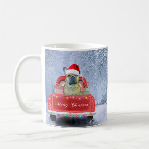 French Bulldog in Snow sitting in Christmas Truck  Coffee Mug