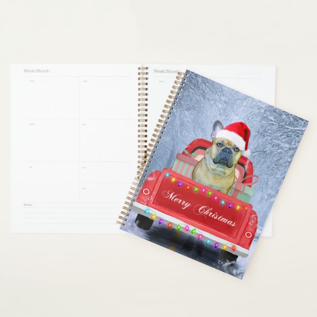 French Bulldog in Snow sitting in Christmas Truck  Planner (Display)