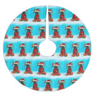 French Bulldog in snow with Christmas gifts  Brushed Polyester Tree Skirt