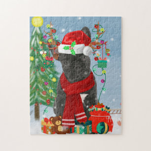 French Bulldog  in Snow with Christmas Gifts  Jigsaw Puzzle