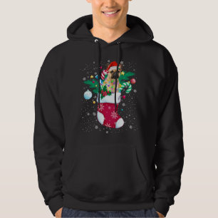 French Bulldog In Sock Funny Christmas Pajama Sant Hoodie