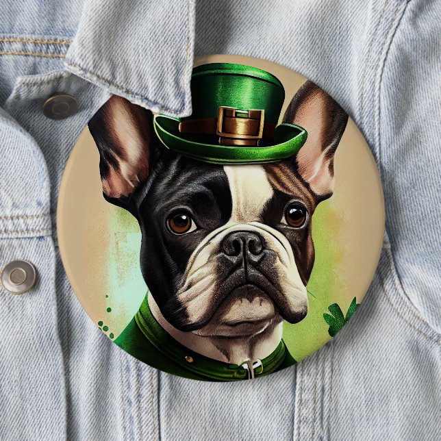French Bulldog in St. Patrick's Day Dress 6 Cm Round Badge (In Situ)