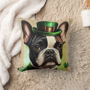 French Bulldog in St. Patrick's Day Dress Cushion