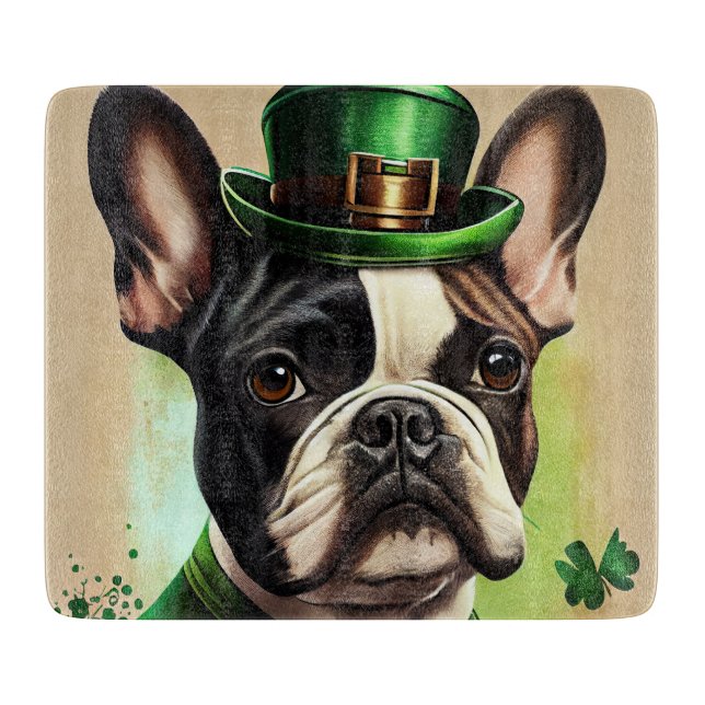 French Bulldog in St. Patrick's Day Dress Cutting Board (Front)