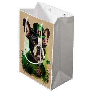 French Bulldog in St. Patrick's Day Dress Medium Gift Bag