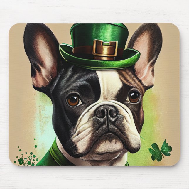 French Bulldog in St. Patrick's Day Dress Mouse Mat (Front)