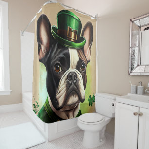 French Bulldog in St. Patrick's Day Dress Shower Curtain