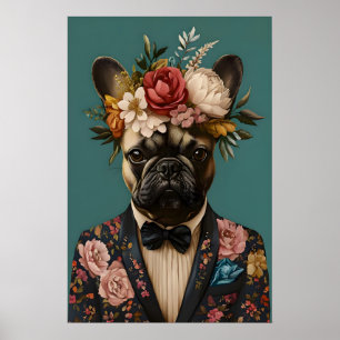 French Bulldog In Suit Poster, French Bulldog Poster