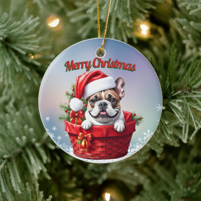 French Bulldog in the basket Ceramic Tree Decoration (Tree)