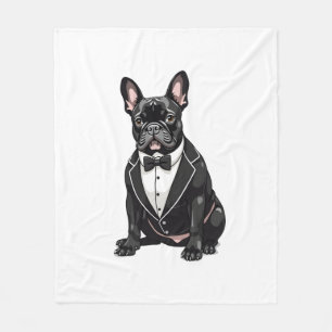 French Bulldog in Tuxedo Fleece Blanket