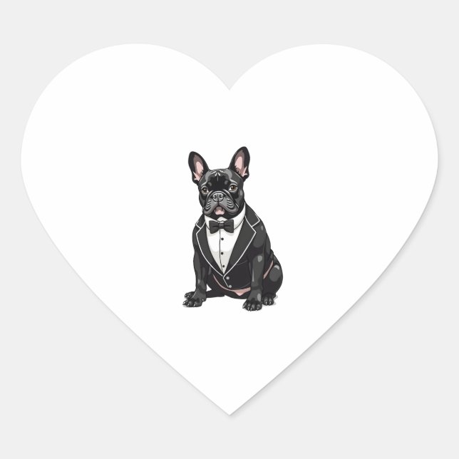 French Bulldog in Tuxedo Heart Sticker (Front)