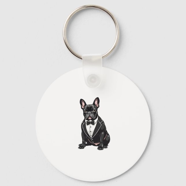 French Bulldog in Tuxedo Key Ring (Front)