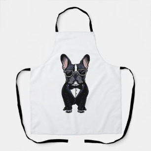 French Bulldog in Tuxedo Wearing Glasses Apron