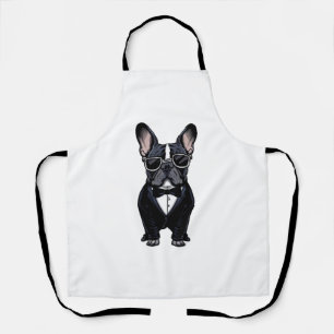 French Bulldog in Tuxedo Wearing Glasses  Apron