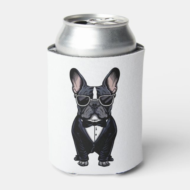 French Bulldog in Tuxedo Wearing Glasses  Can Cooler (Can Front)