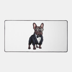French Bulldog in Tuxedo Wearing Glasses Desk Mat