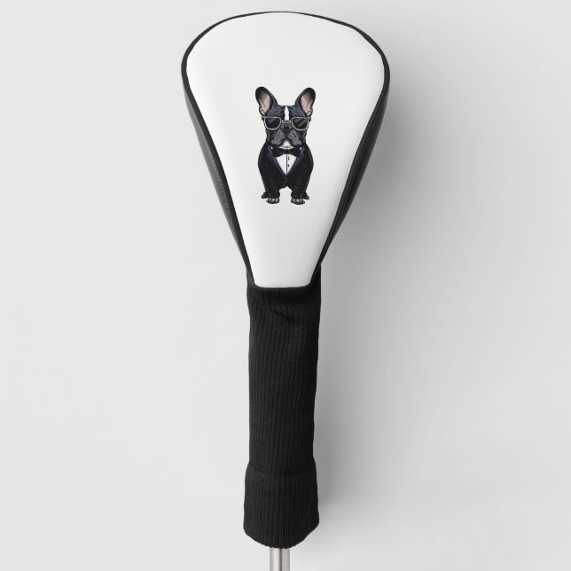 French Bulldog in Tuxedo Wearing Glasses  Golf Head Cover (Front)