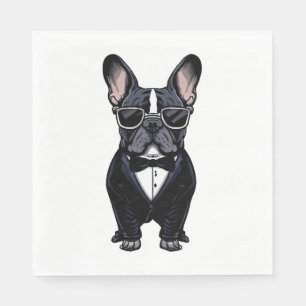 French Bulldog in Tuxedo Wearing Glasses Napkin
