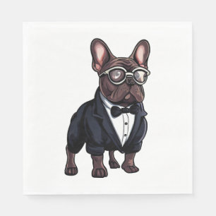 French Bulldog in Tuxedo Wearing Glasses Napkin