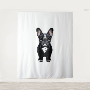 French Bulldog in Tuxedo Wearing Glasses  Tapestry