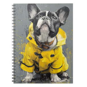 French Bulldog in Yellow Raincoat Notebook
