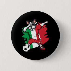 French Bulldog Italy Soccer Fans Jersey Football  6 Cm Round Badge