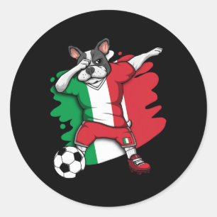 French Bulldog Italy Soccer Fans Jersey Football  Classic Round Sticker