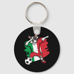 French Bulldog Italy Soccer Fans Jersey Football Key Ring