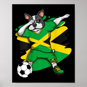 French Bulldog Jamaica Soccer Fans Jersey Football Poster