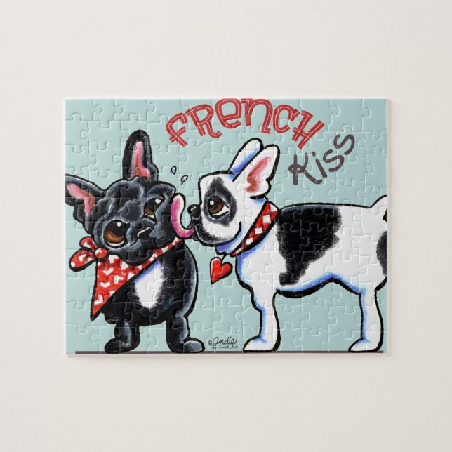 French Bulldog Kiss Jigsaw Puzzle (Horizontal)