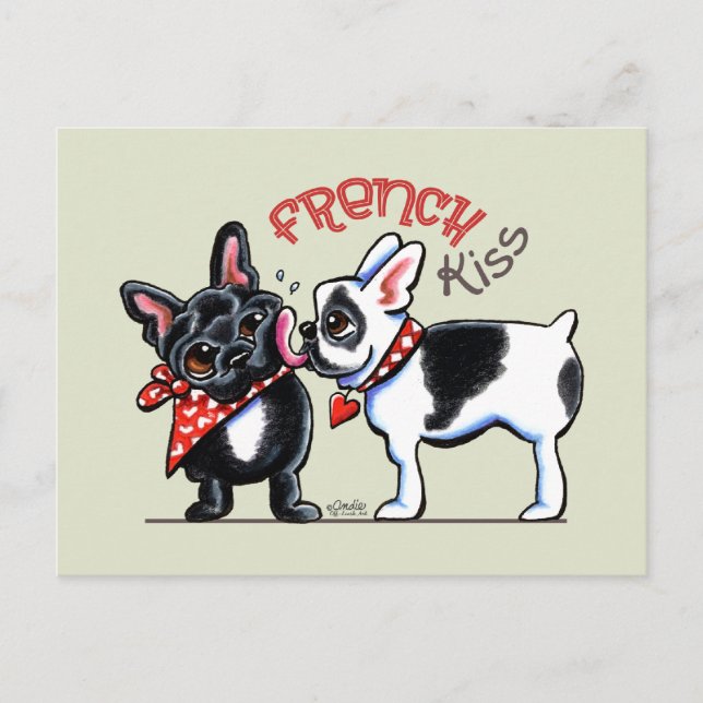 French Bulldog Kiss Postcard (Front)