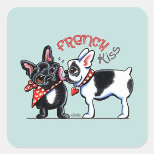 French Bulldog Kiss Square Sticker