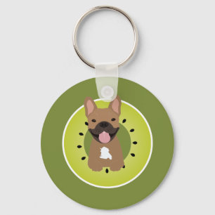 French Bulldog Kiwi Fruit Key Ring
