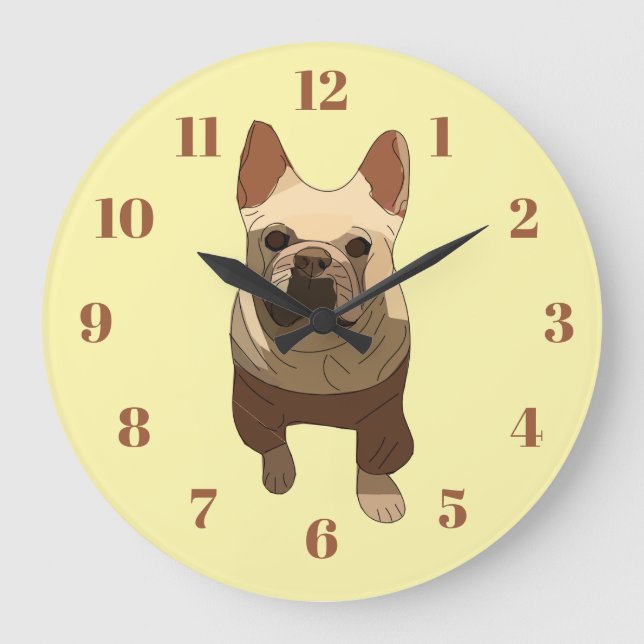 French Bulldog Large Clock (Front)